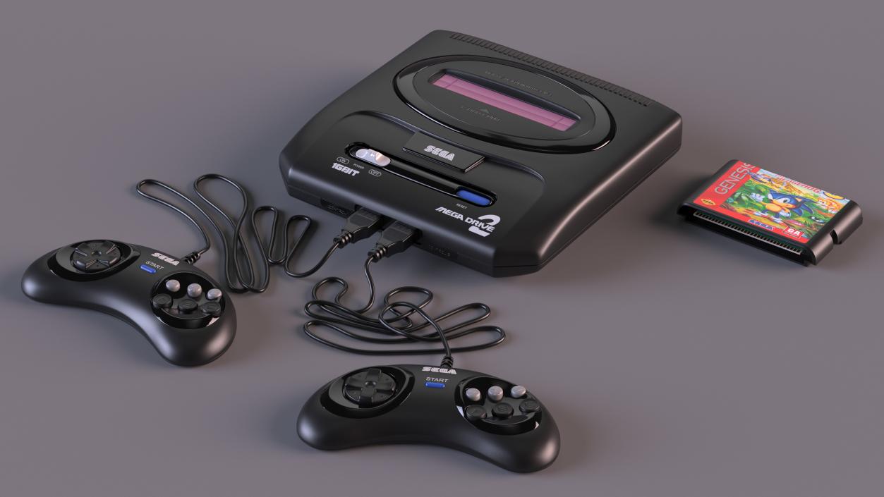 3D model Sega Mega Drive 2 with Cartridge Sonic 3