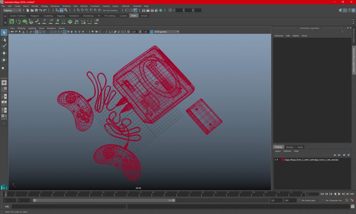 3D model Sega Mega Drive 2 with Cartridge Sonic 3