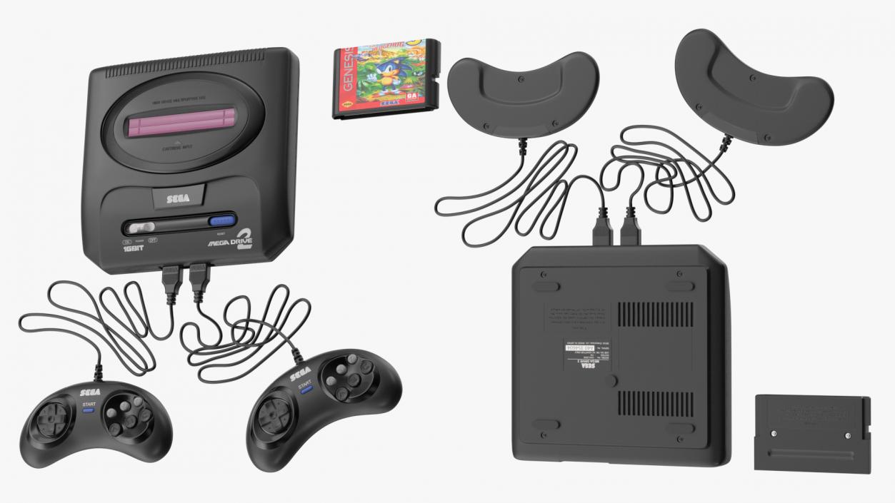 3D model Sega Mega Drive 2 with Cartridge Sonic 3