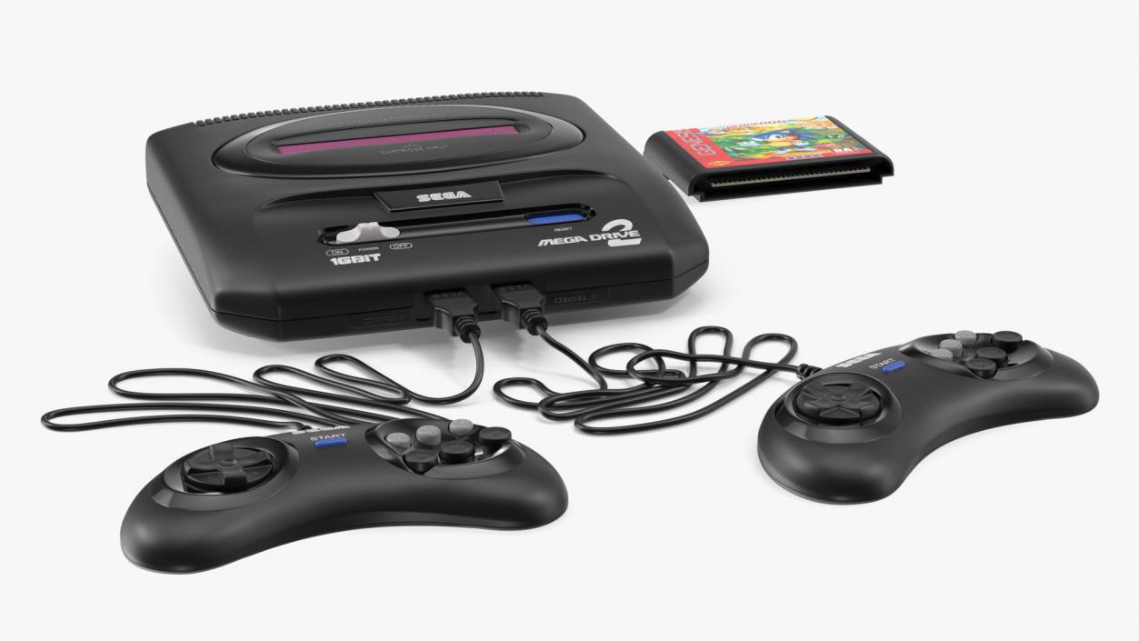 3D model Sega Mega Drive 2 with Cartridge Sonic 3