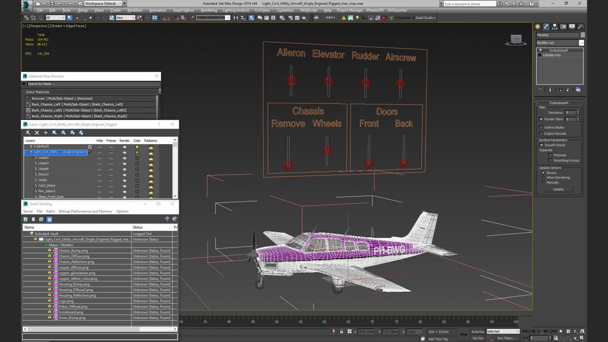 3D model Light Civil Utility Aircraft Single Engined Rigged