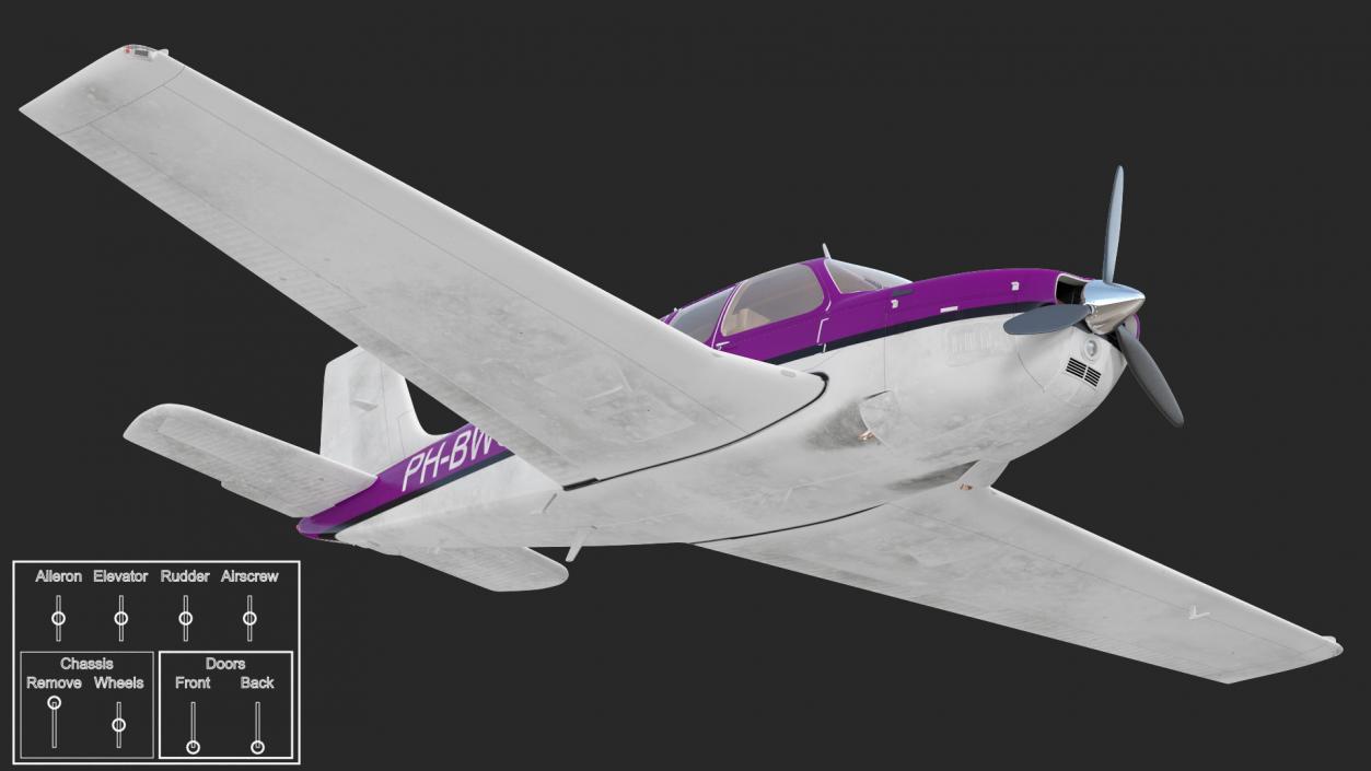 3D model Light Civil Utility Aircraft Single Engined Rigged