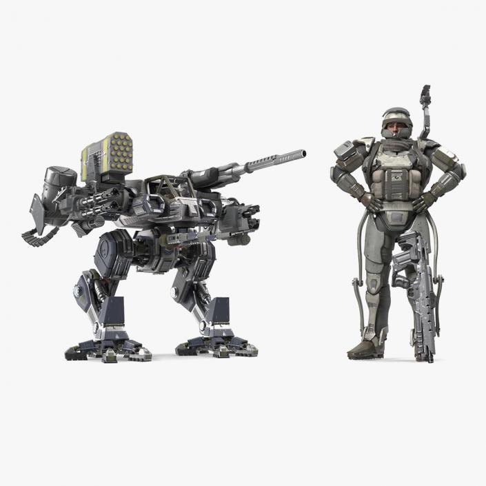 3D Combat Machines with Pilots Collection model