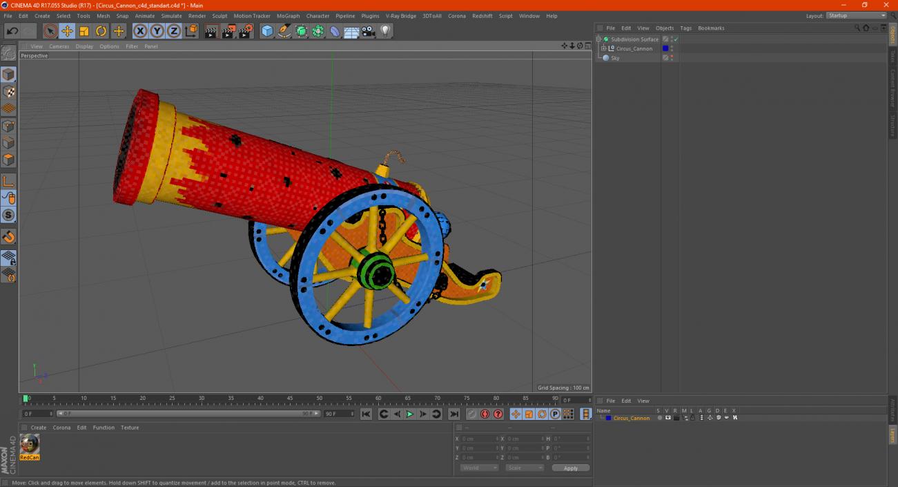 3D Circus Cannon model