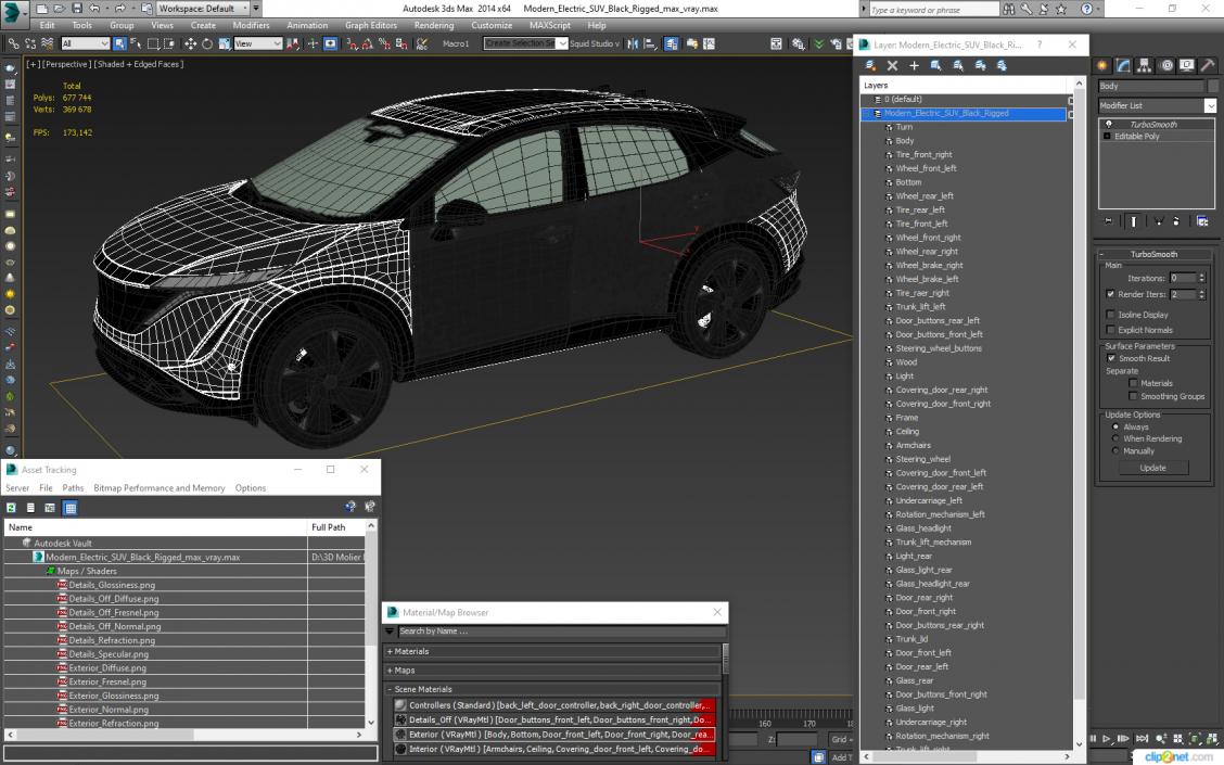 3D Modern Electric SUV Black Rigged for Maya 2 model