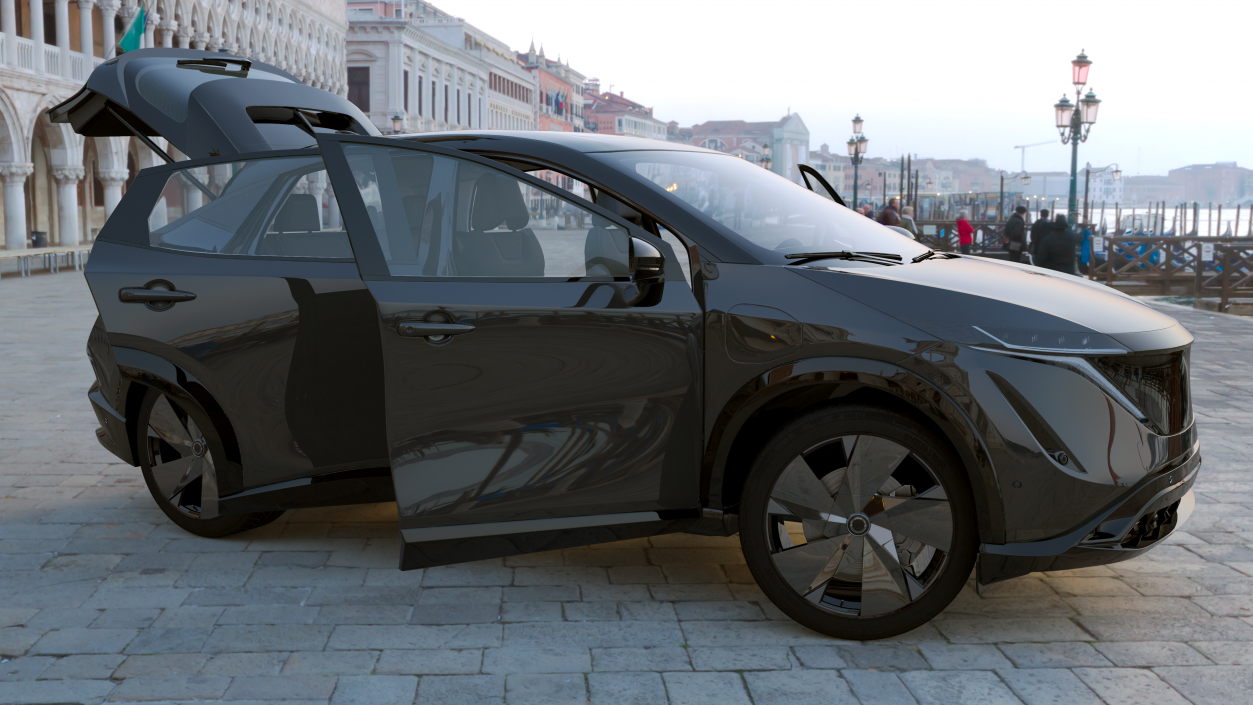 3D Modern Electric SUV Black Rigged for Maya 2 model