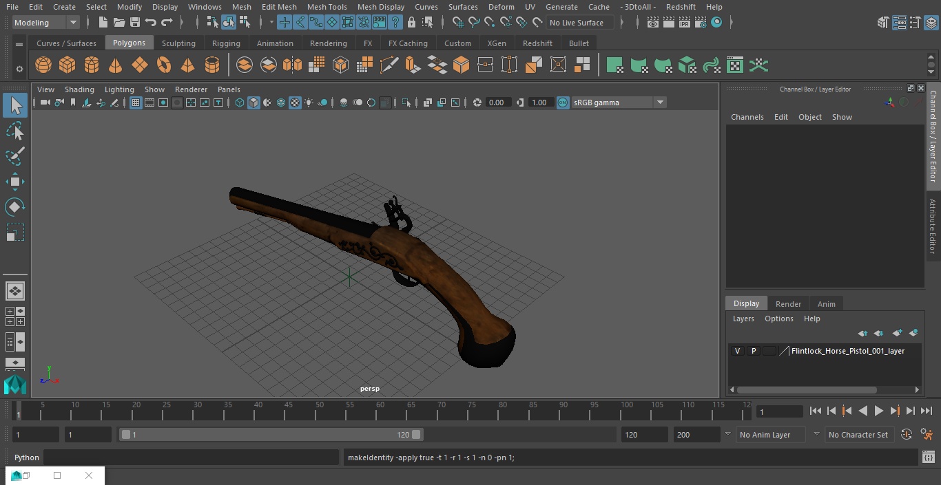 Flintlock Horse Pistol 3D