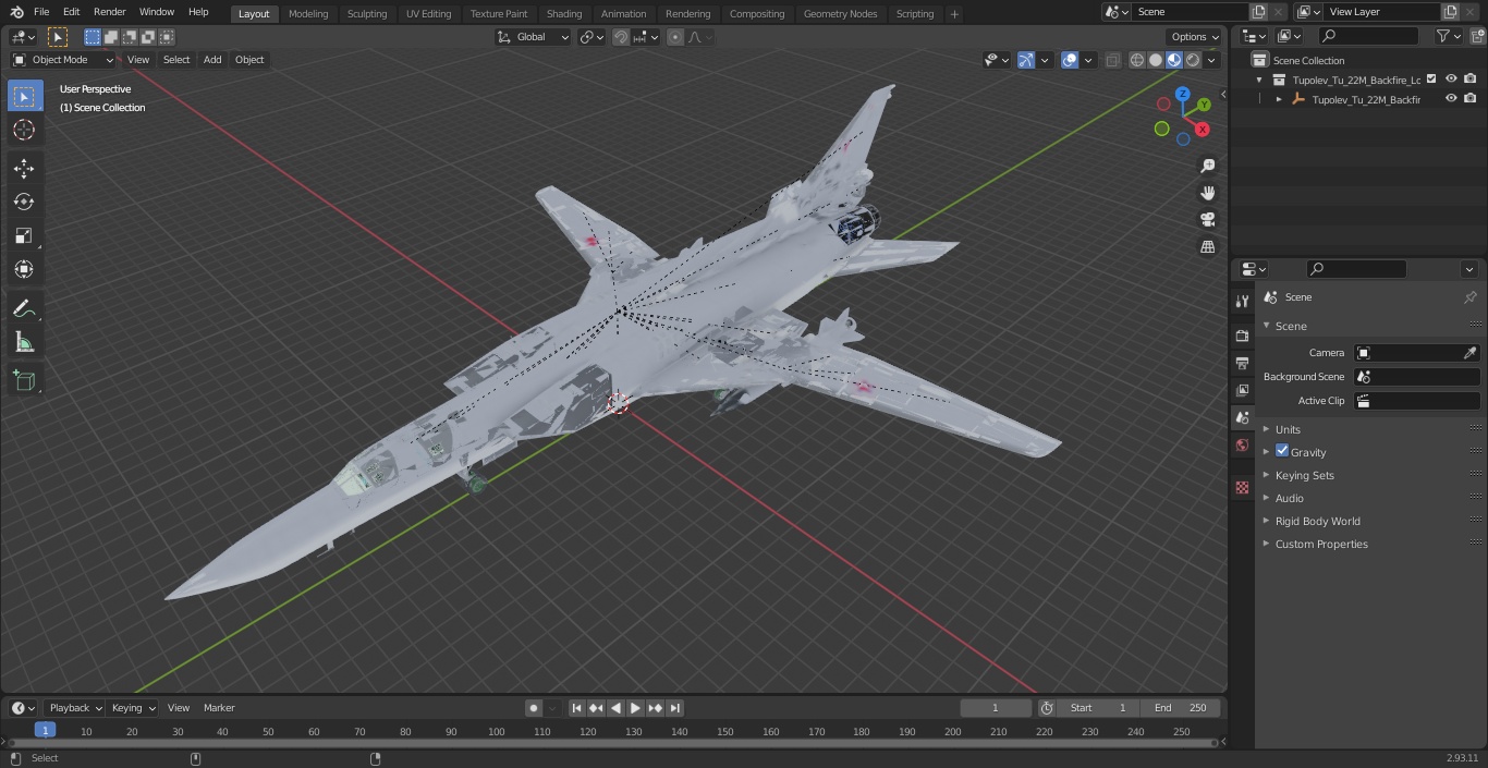 3D model Tupolev Tu-22M Backfire Long Range Missile Carrier