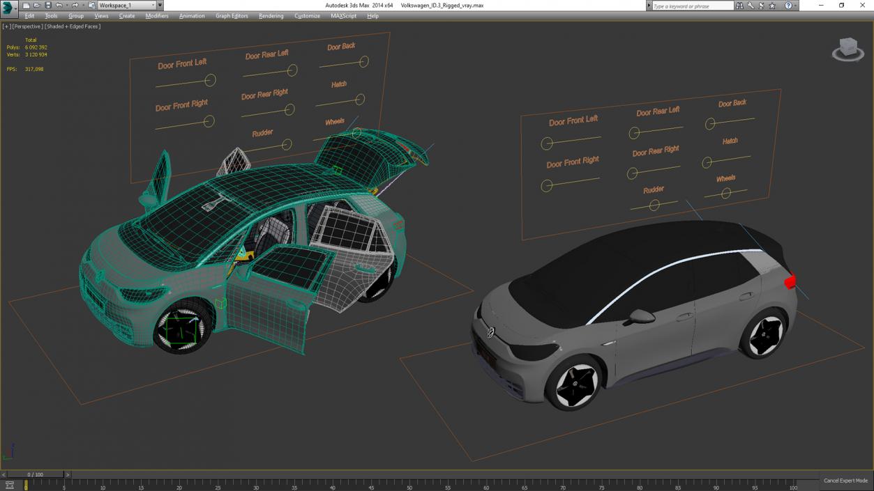 3D Volkswagen ID3 Rigged