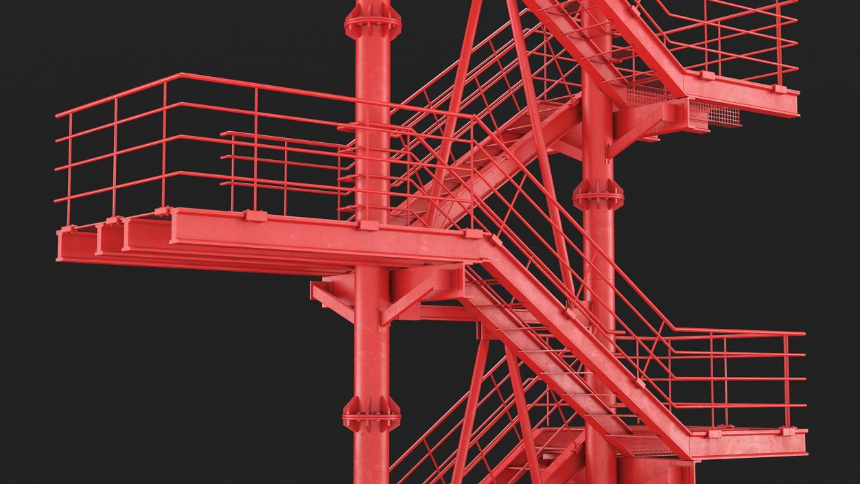 3D model Modular Fire Escape Red 2