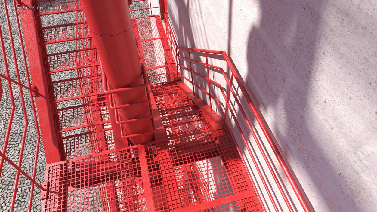 3D model Modular Fire Escape Red 2