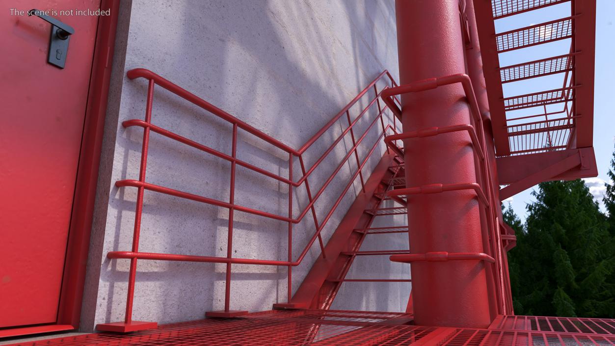 3D model Modular Fire Escape Red 2