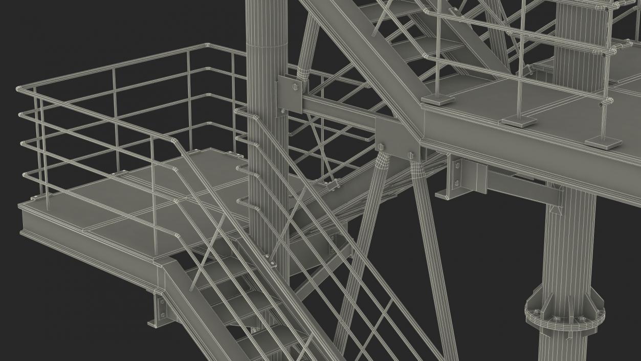 3D model Modular Fire Escape Red 2