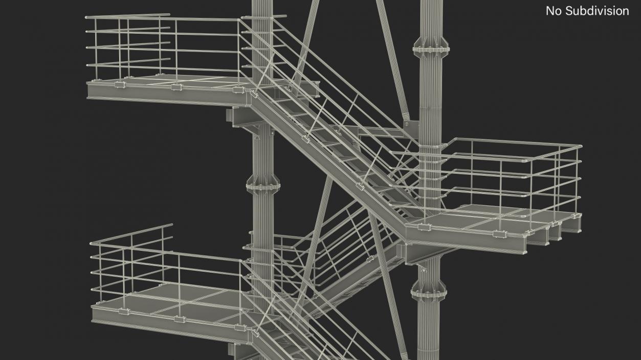 3D model Modular Fire Escape Red 2