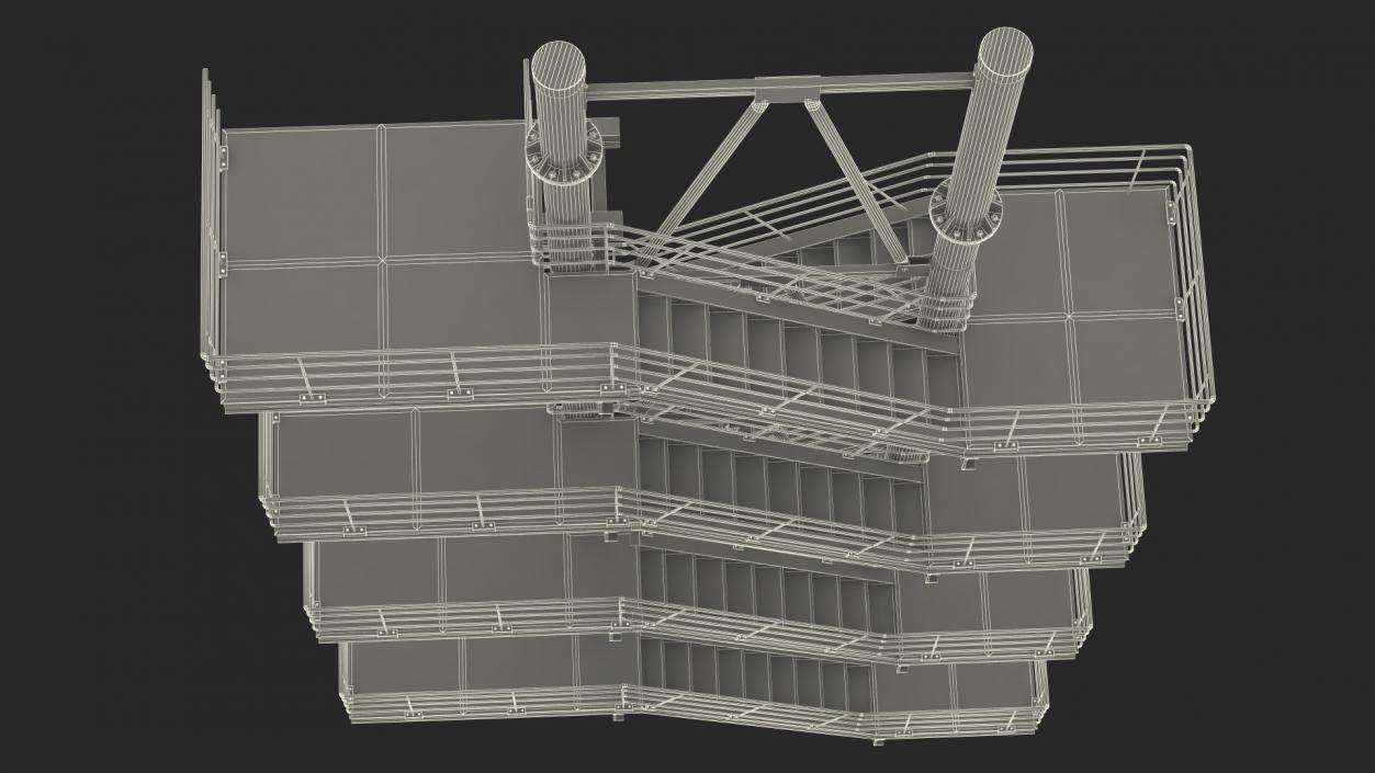 3D model Modular Fire Escape Red 2