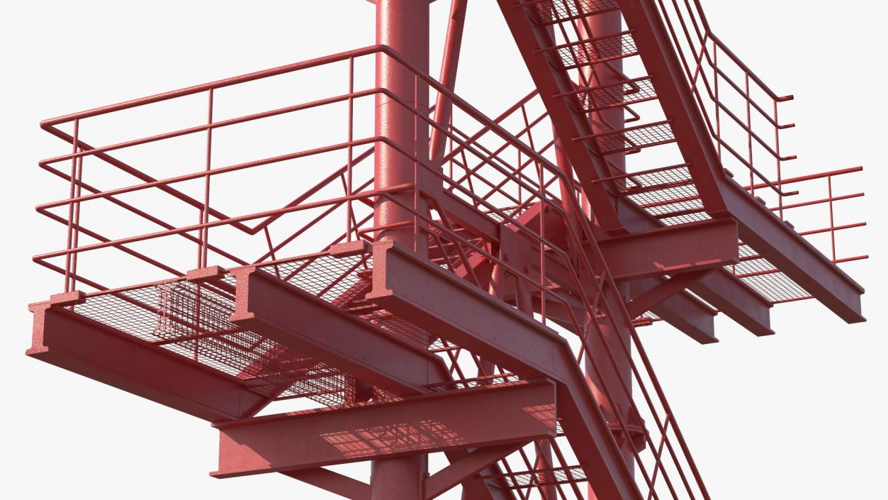 3D model Modular Fire Escape Red 2