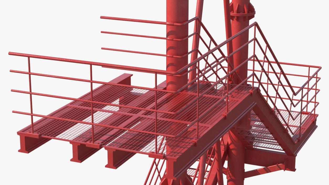 3D model Modular Fire Escape Red 2