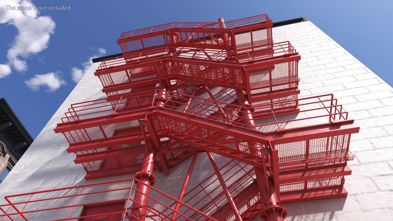 3D model Modular Fire Escape Red 2