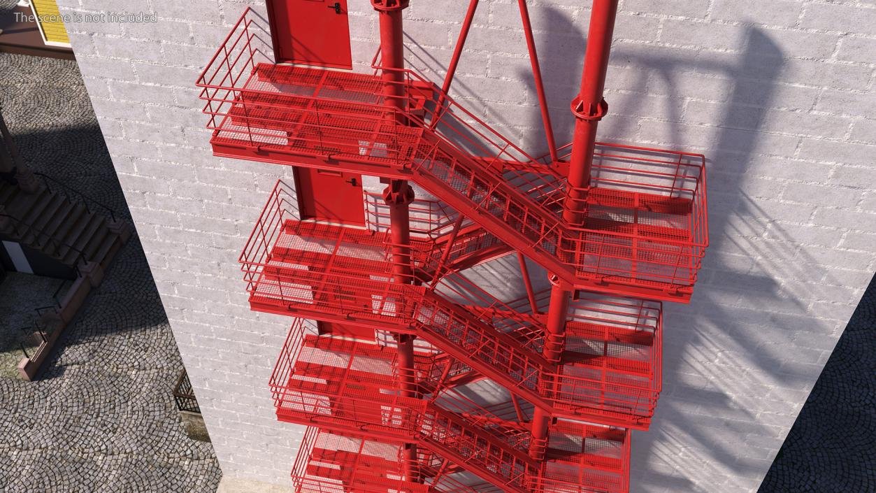 3D model Modular Fire Escape Red 2