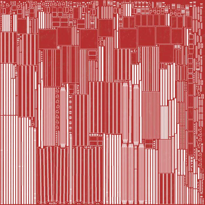 3D model Modular Fire Escape Red 2