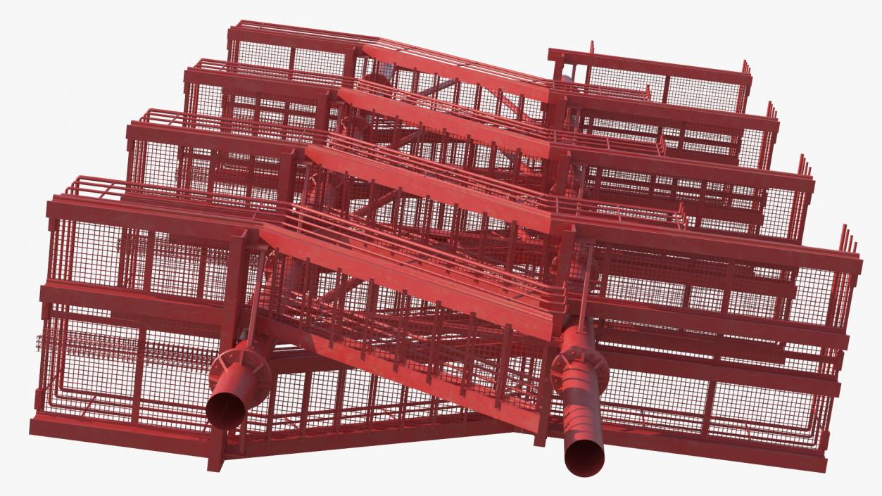 3D model Modular Fire Escape Red 2