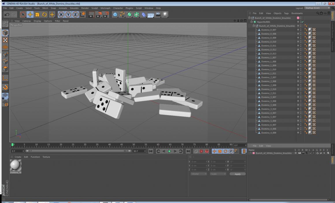 3D model Bunch of White Domino Knuckles