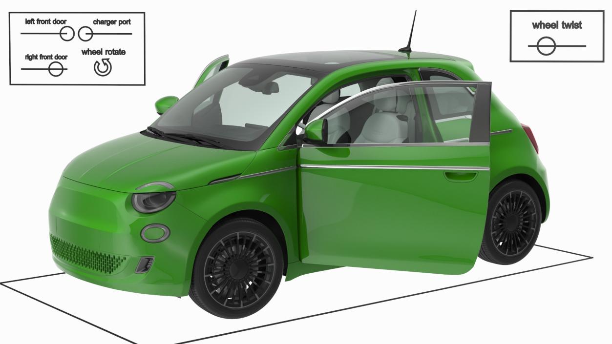 3D EV Compact Car Rigged