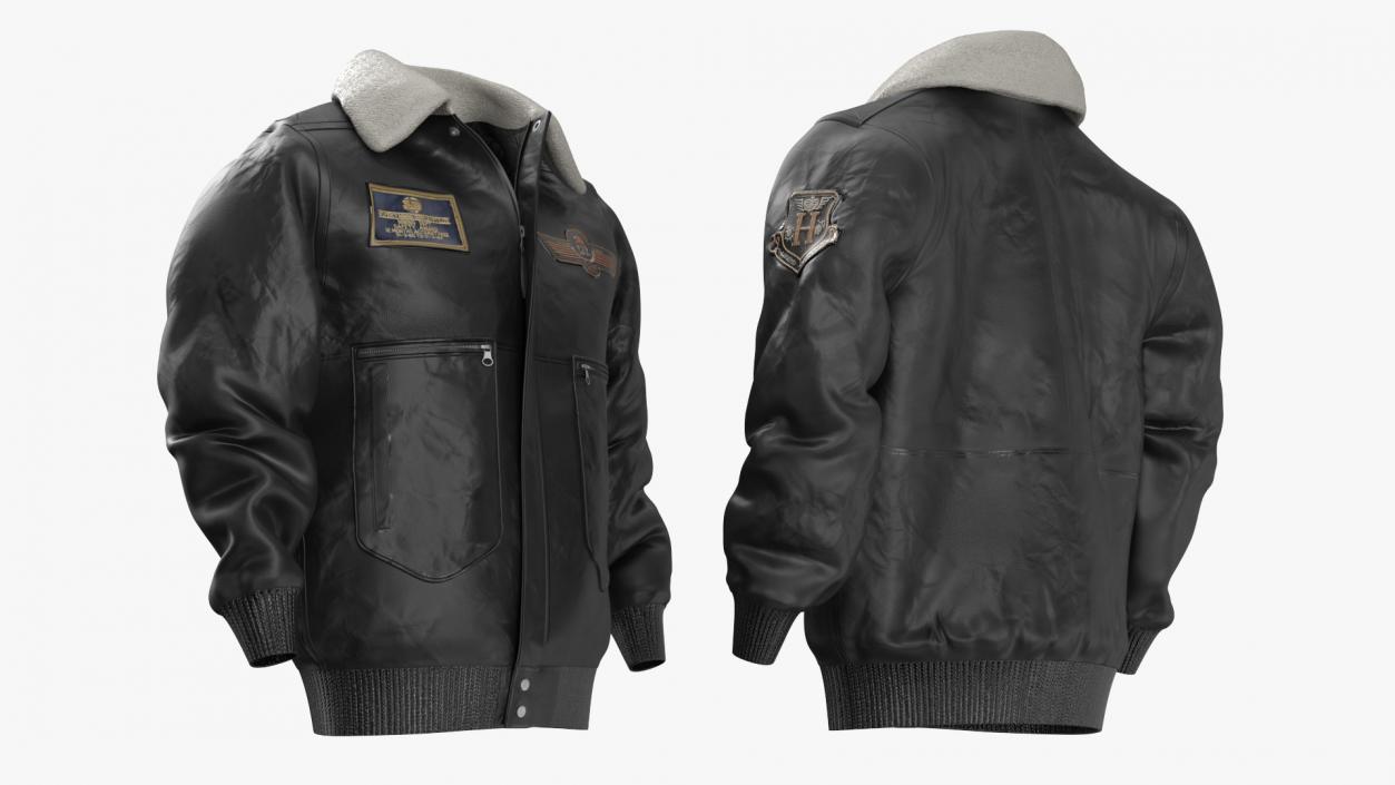 Black Aviator Jacket 2 3D