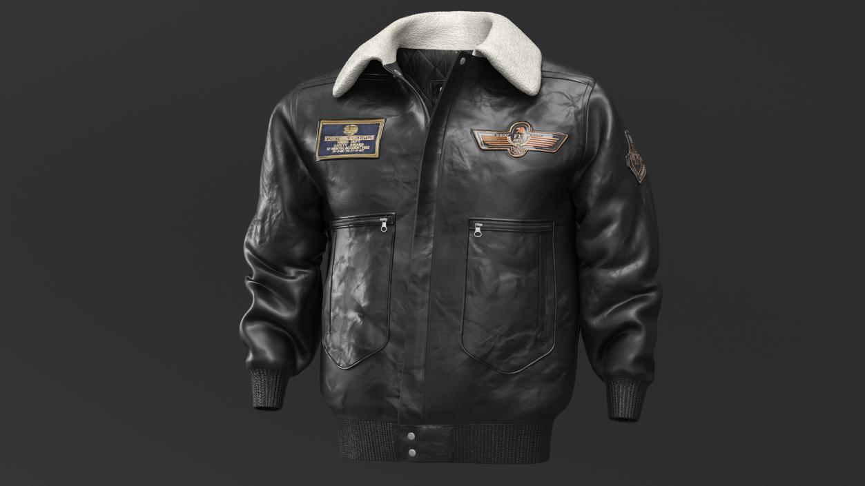 Black Aviator Jacket 2 3D