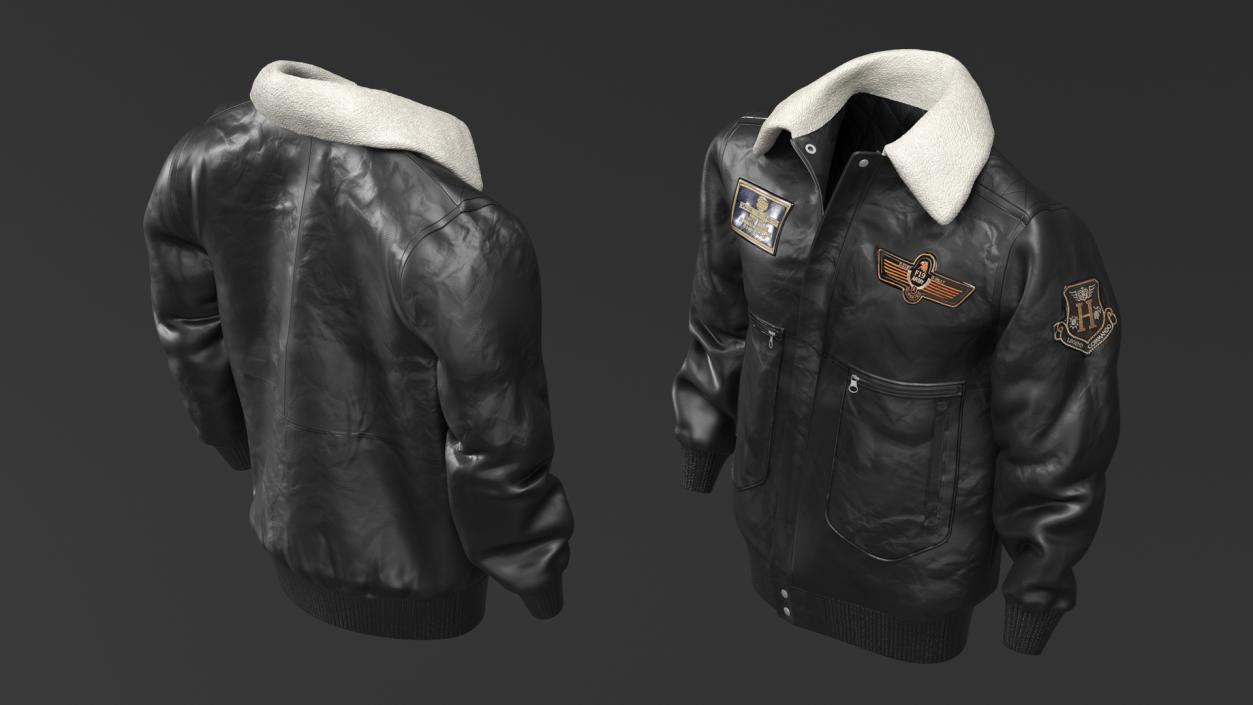 Black Aviator Jacket 2 3D