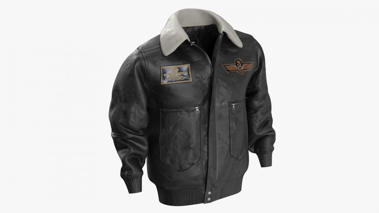 Black Aviator Jacket 2 3D