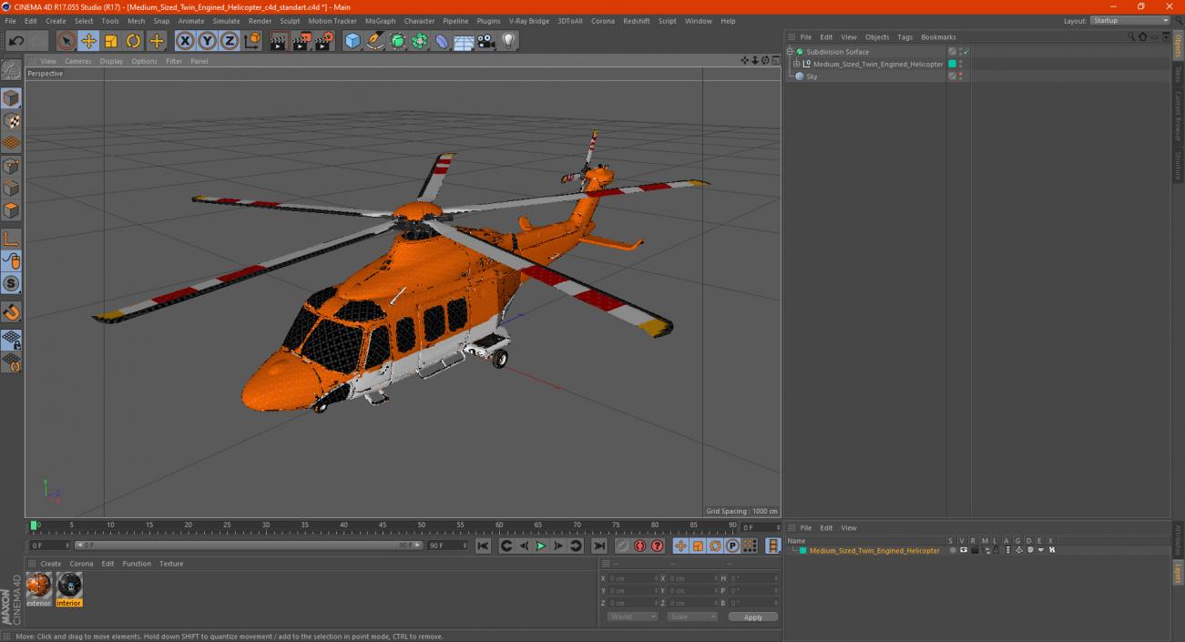 3D Medium Sized Twin Engined Helicopter