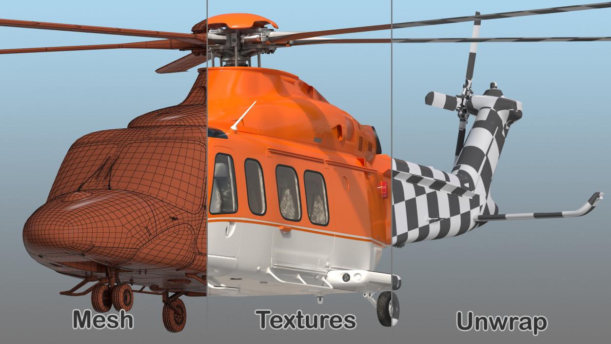 3D Medium Sized Twin Engined Helicopter