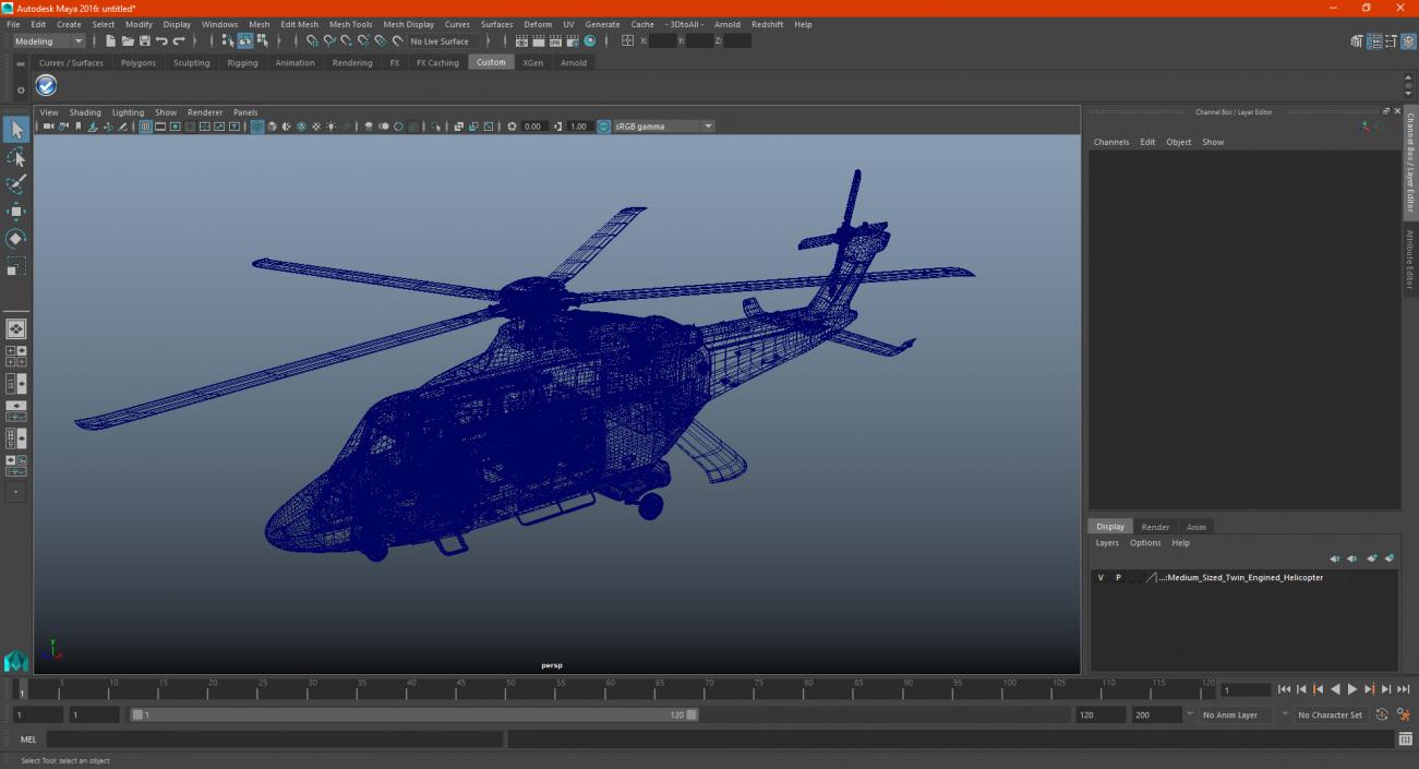 3D Medium Sized Twin Engined Helicopter