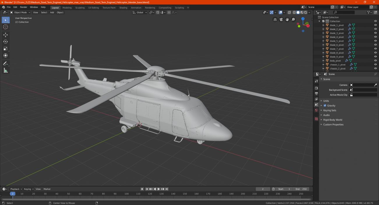 3D Medium Sized Twin Engined Helicopter