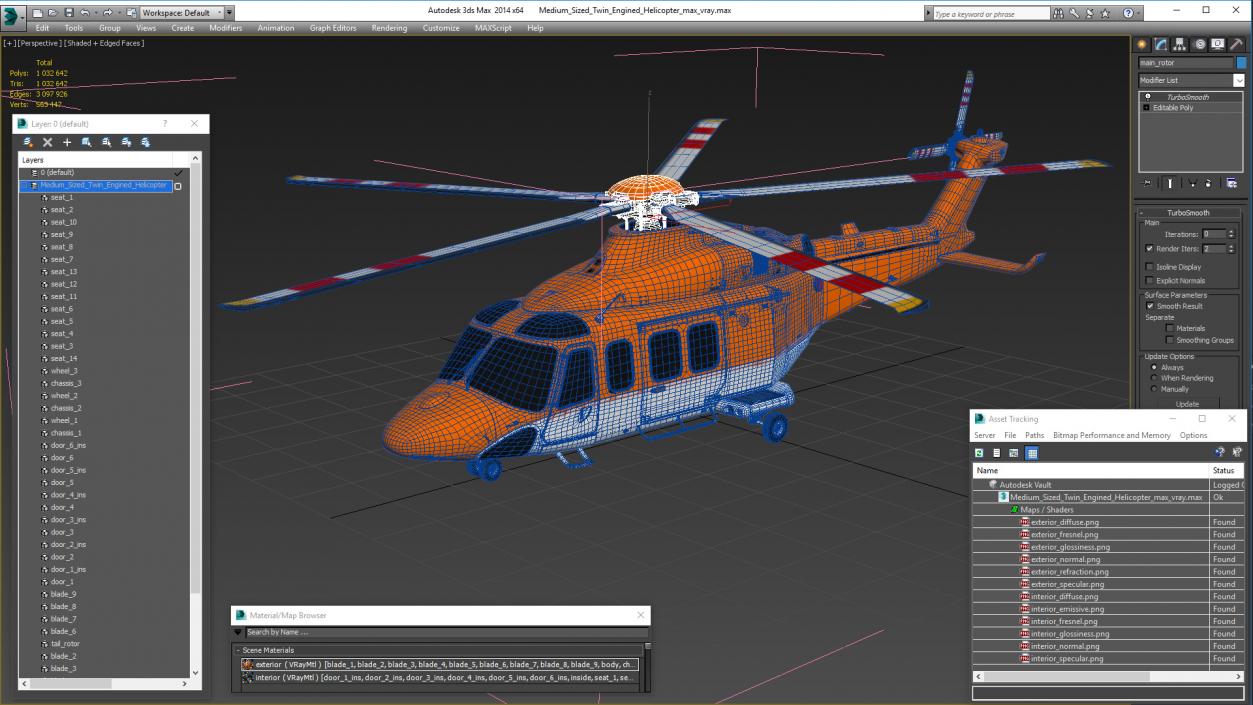 3D Medium Sized Twin Engined Helicopter