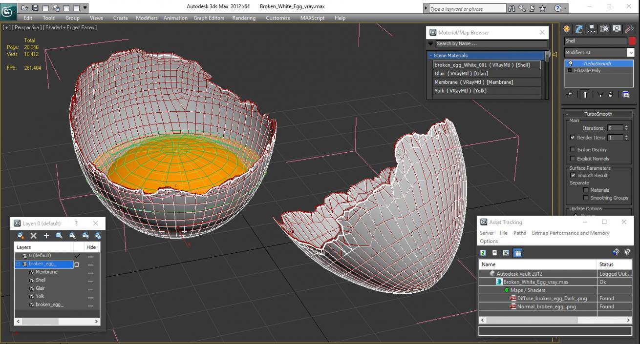 3D Broken White Egg