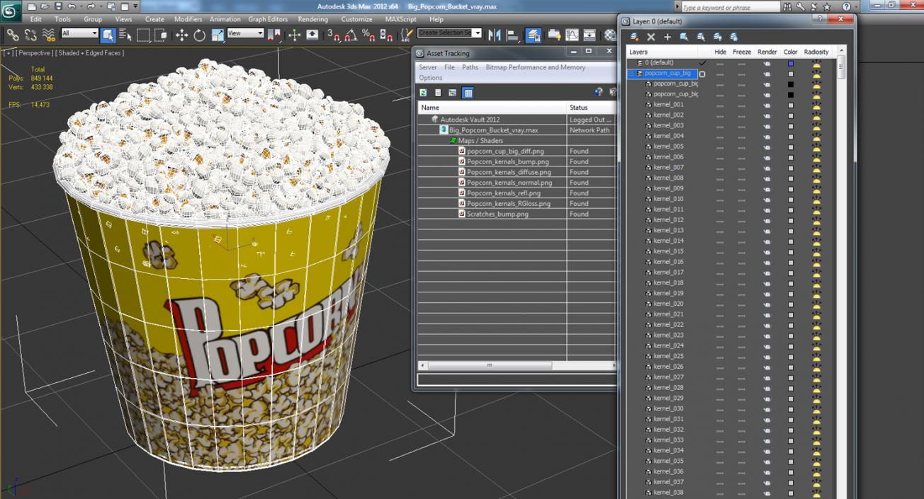 3D Big Popcorn Bucket model
