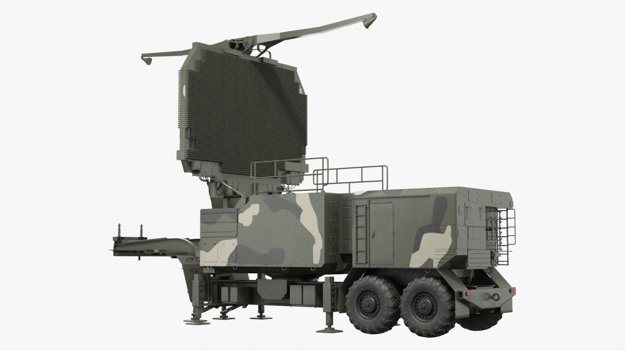 Long Range Radar TOMBSTONE 64N6 Camo Trailer 3D model