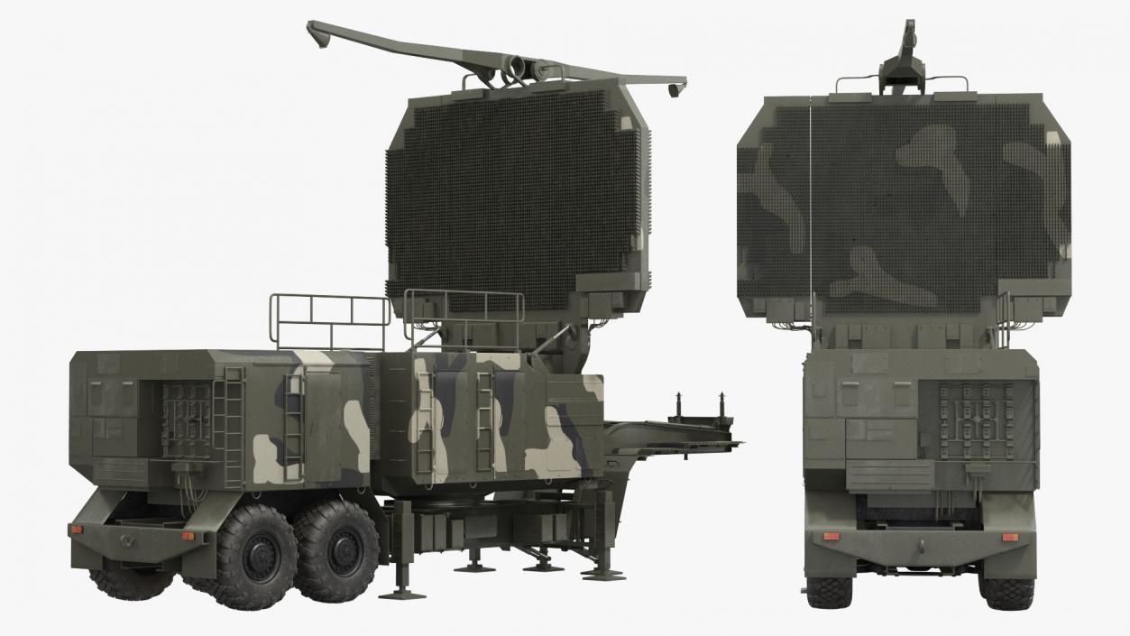 Long Range Radar TOMBSTONE 64N6 Camo Trailer 3D model