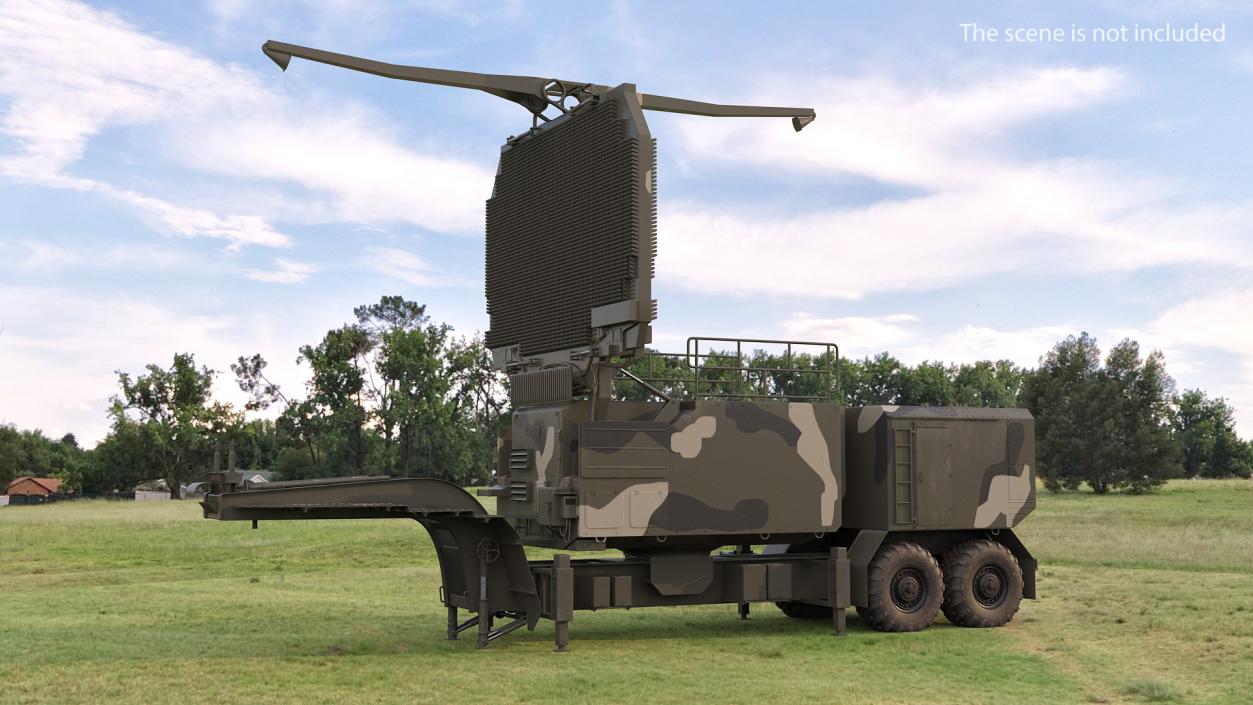 Long Range Radar TOMBSTONE 64N6 Camo Trailer 3D model