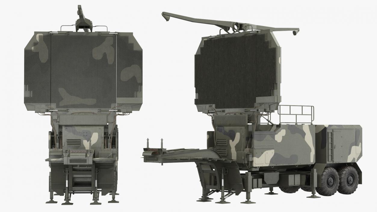 Long Range Radar TOMBSTONE 64N6 Camo Trailer 3D model