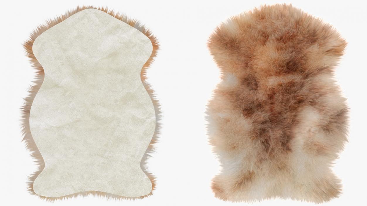 3D Natural Sheepskin Rug Brown Fur