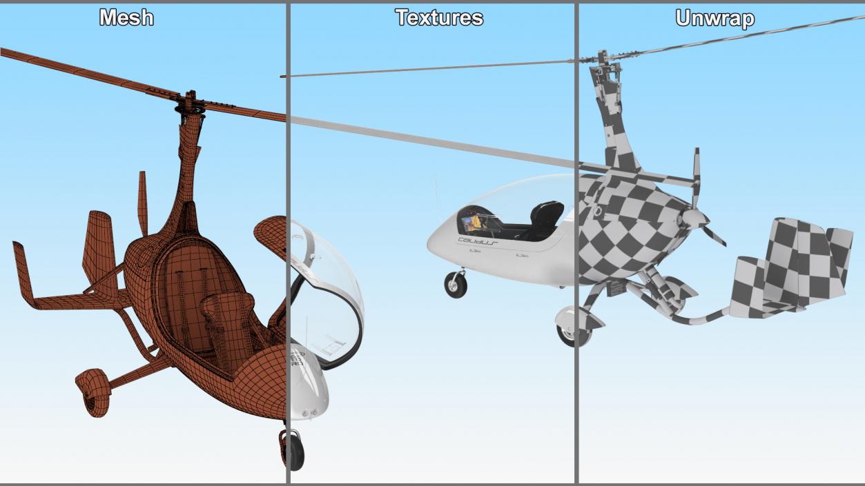 Gyroplane Calidus 912 White Rigged 3D model