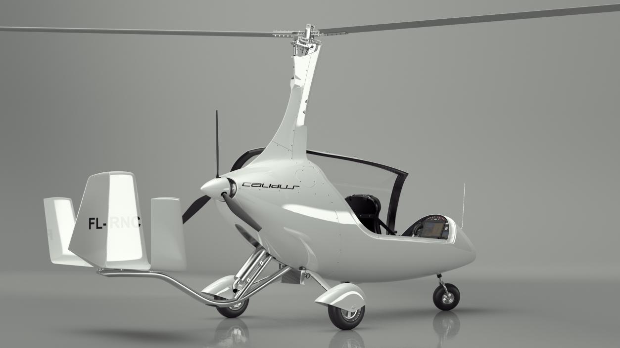 Gyroplane Calidus 912 White Rigged 3D model