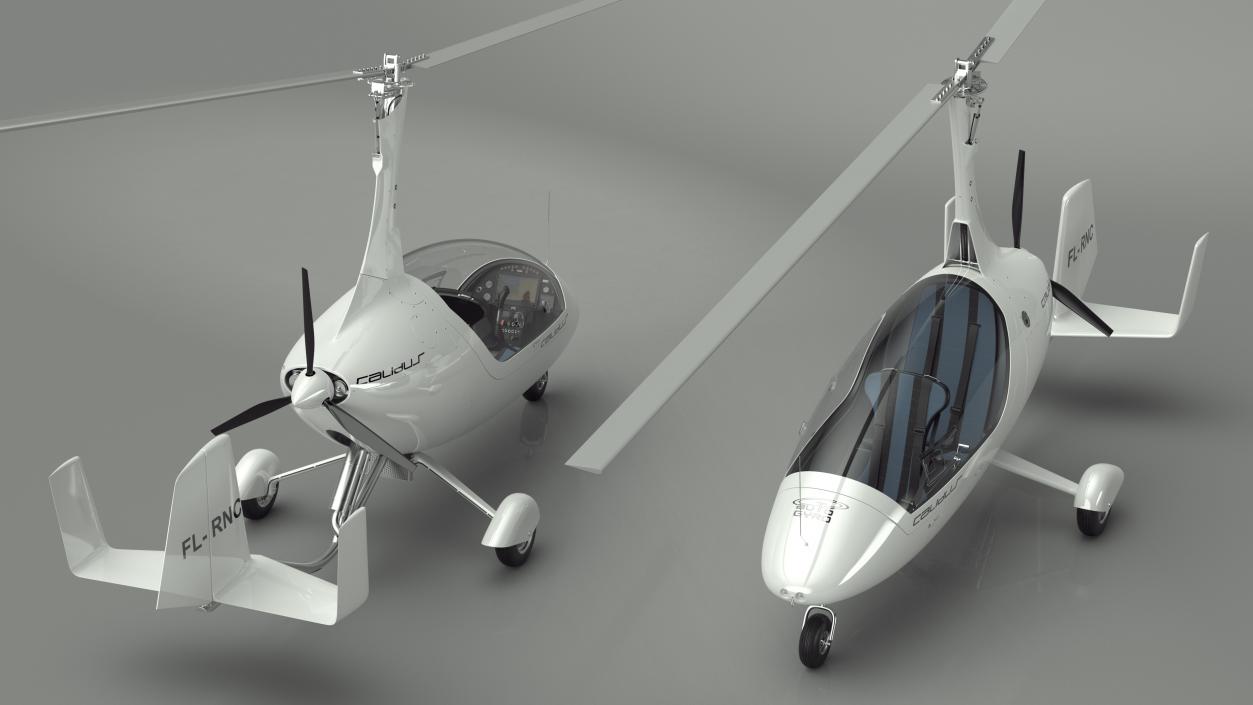 Gyroplane Calidus 912 White Rigged 3D model