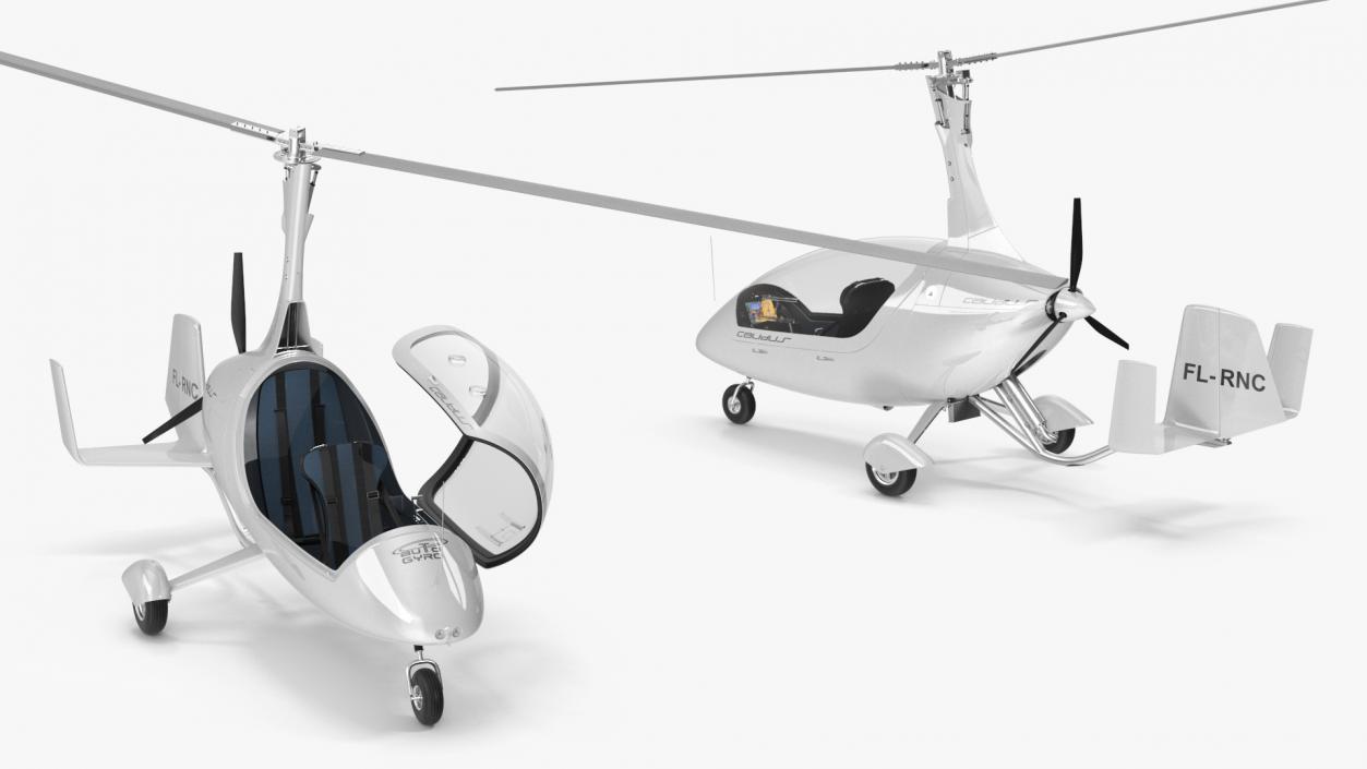 Gyroplane Calidus 912 White Rigged 3D model