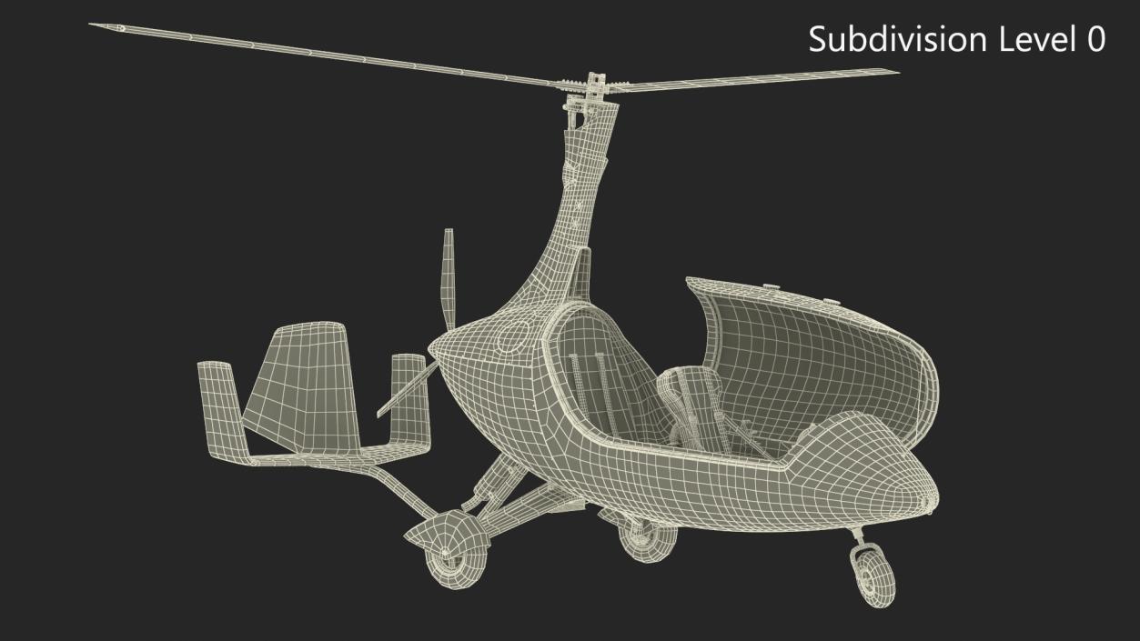 Gyroplane Calidus 912 White Rigged 3D model