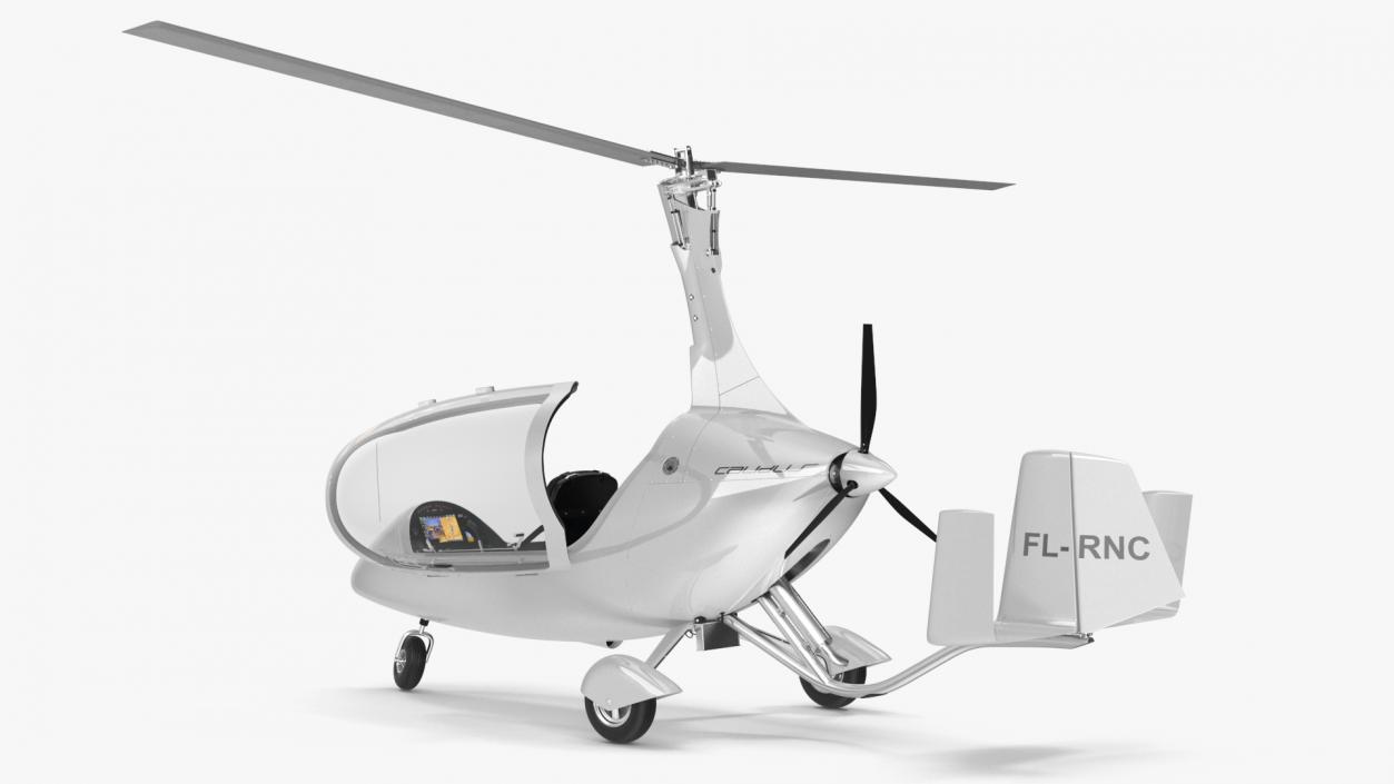 Gyroplane Calidus 912 White Rigged 3D model