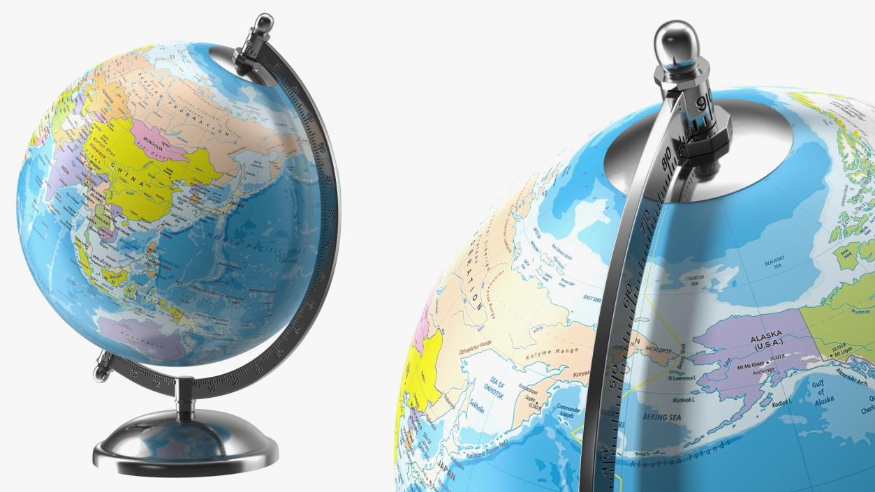 World Globes with Stand Collection 3D model